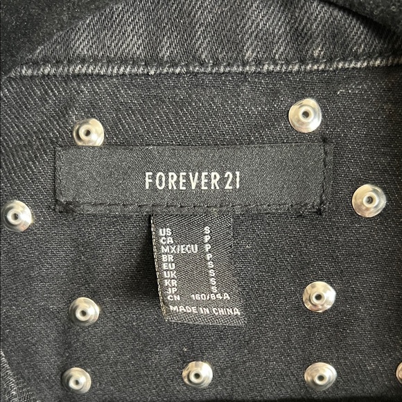 Forever 21 Black Denim Jacket with Silver Accents (S) - Picture 3 of 3